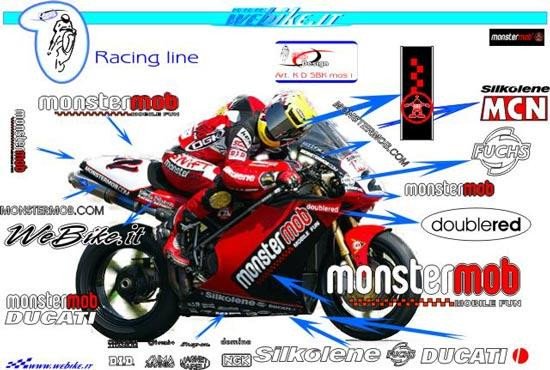 Kit adesivi Race replica Ducati SBK inglese 2002 Monstermob