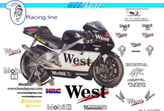 Kit adesivi Race replica Honda 500GP West team 2002