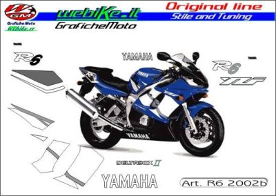 Kit Adesivi Originali Replica Yamaha R6 2002 blu