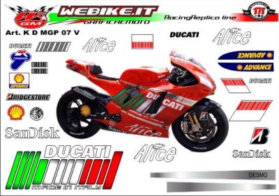 Kit adesivi Race replica Ducati MotoGP 2007 Valencia