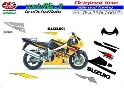 Kit adesivi Originali replica Suzuki GSX-R 750 2001 Gialla
