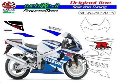 Kit adesivi Race Originali replica Suzuki GSX-R 750 2002 bianco/blu