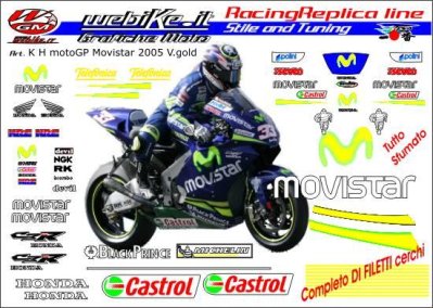 Kit adesivi Race replica Honda movistar MotoGP 05 V. gold