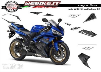 Kit adesivi WGM IronCarbon R blu Yamaha R1 07 08 