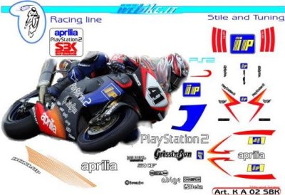 Kit adesivi Race replica Aprilia SBK PlayStation2 2002