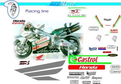 Kit adesivi Race replica Honda SP-W SBK 2001 Castrol Ala Grigia