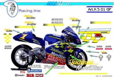 Kit adesivi Race replica Suzuki MotoGP 2001