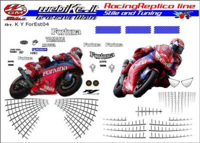 Kit adesivi Race replica Yamaha MotoGP Fortuna 2004 Uomo Ragno LQ