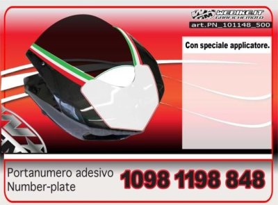 Portanumero adesivo racing per Ducati 1098 1198 848 Tricolore