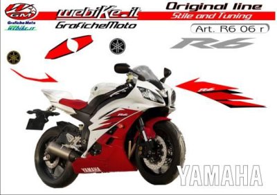 Kit Adesivi Originali Replica Yamaha R6 2006 Bianco/Rossa