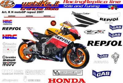 Kit adesivi Race replica Honda MotoGP REPSOL 2007