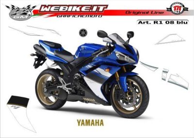Kit Adesivi Originali Replica Yamaha R1 2008 Blu