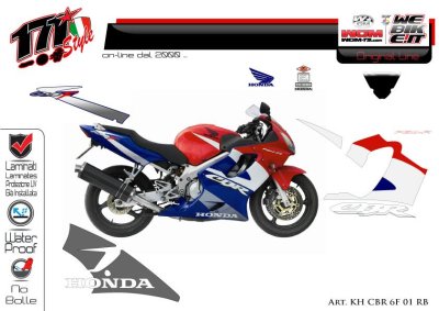 Kit adesivi Race Originali replica Honda CBR 600 F red blu